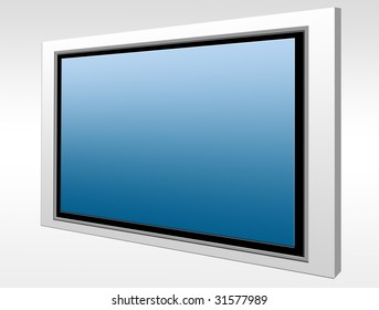 Blue plasma screen with perspective effect. Illustration