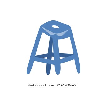 Blue Plastic Chair On White Background