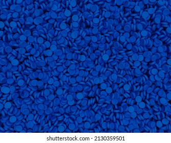 Blue Plastic pellets Background Close-up Plastic granules Polymer Black plastic beads resin polymer pallet petrochemical 3d illustration 