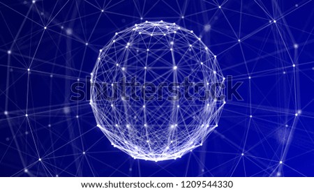 Blue Plexus Sphere Wire-frame Technology Background