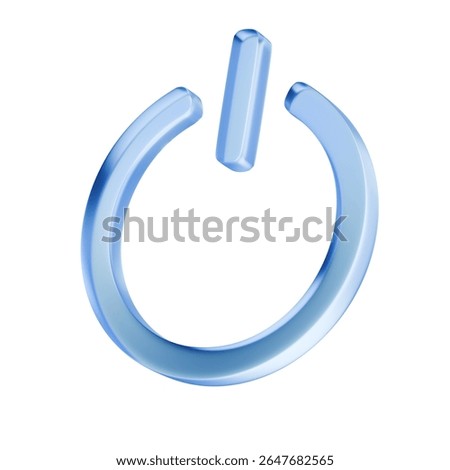 A blue power button icon symbolizing technology and electronic devices. 3d rendering