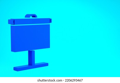 Blue Projection Screen Icon Isolated On Blue Background. Business Presentation Visual Content Like Slides, Infographics And Video. Minimalism Concept. 3d Illustration 3D Render.