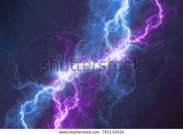 青と紫の稲妻の背景 電気抽象的 のイラスト素材