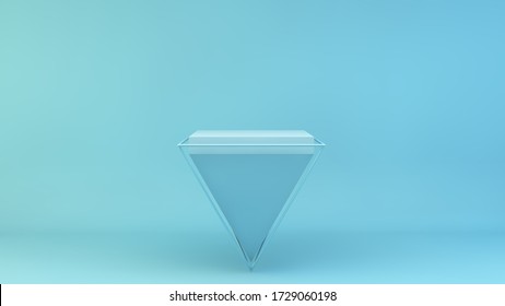 Blue Pyramid Inverted 3d Rendering