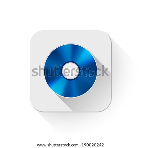 blue ray disc icon With long shadow over app button