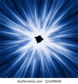 Blue rays on black background. Abstract Illustration.