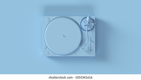 Blue Record Player Turntable 3d Illustration	