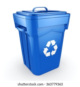 Blue Recycling Bin Isolated On White Stock Illustration 364889363