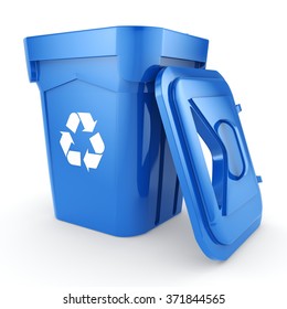 Blue Recycling Bin Isolated On White Stock Illustration 371844565 ...