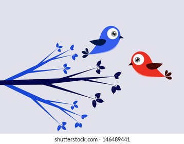 Blue and red bird