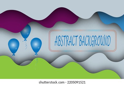 Blue Red Gray Papercut Sky And Ballon Background Design For Digital Background, Frame, Graphic Design, Web Design, Papercut, Template, Wallpaper