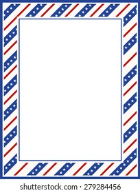 Blue And Red Patriotic Stars And Stripes Page  Border / Frame Design For 4th Of July 