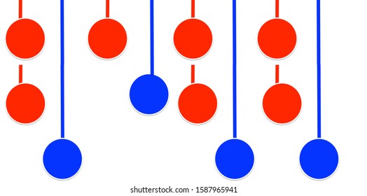 Blue and red round shape balls on a white background