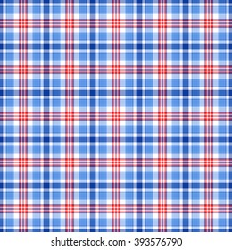 Blue, Red And White Plaid Background