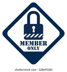 Blue Rhombus Member Only Sign, Icon, Label Or Sticker Isolated On White Background 