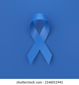 Blue ribbon awareness symbol on blue background, 3d render - Powered by Shutterstock