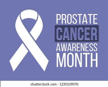 Blue Ribbon And Black Text On Blue Background. Prostate Cancer Awareness Month Template. Raster Copy.