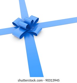 Blue Ribbon Bow On White Background Stock Illustration 90313945