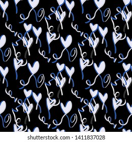 blue ribbon heart shape pattern in black background - Powered by Shutterstock