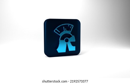 Blue Roman Army Helmet Icon Isolated On Grey Background. Blue Square Button. 3d Illustration 3D Render.