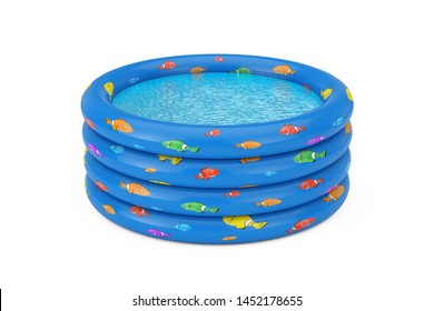 Blue Rubber Inflatable Childrens Pool on a white background. 3d Rendering  - Powered by Shutterstock