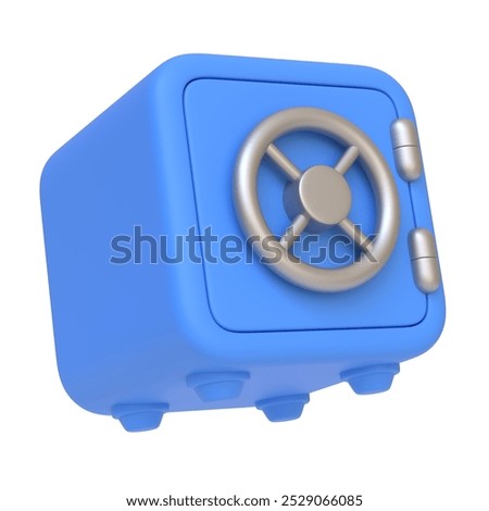 Blue safe vault featuring a silver combination lock, representing security, protection, and secure storage for valuables. 3D render illustration