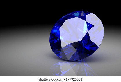 Blue Sapphire On White Background (high Resolution 3D Image)