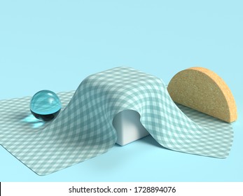 Blue Scene Cube Shape Fabric 3d Rendering Abstract Background