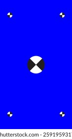 Blue screen background, VFX motion tracking markers. Art design blue screen backdrop template. Abstract concept video footage replacement tracking markers elements and icon.	