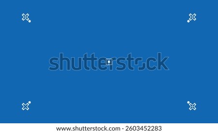Blue screen background, VFX motion tracking markers. Art design blue screen backdrop template. Abstract concept video footage replacement tracking markers element.