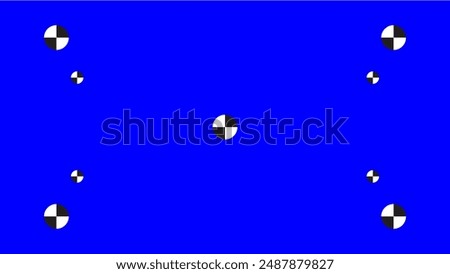 Blue screen with VFX motion tracking markers. Chroma key color video footage with track point. HD 4K blue screen layout. 