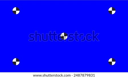 Blue screen with VFX motion tracking markers. Chroma key color video footage with track point. HD 4K blue screen layout. 