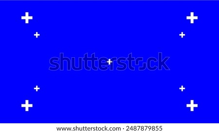 Blue screen with VFX motion tracking markers. Chroma key color video footage with track point. HD 4K blue screen layout. 