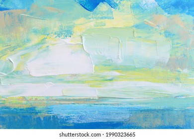 Blue Sea Shore And Sky Oil Painting