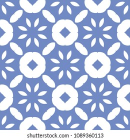 Blue seamless pattern with simple geometric ornate for brand, product, gift or card background