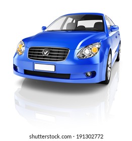 Blue Sedan 3D Car