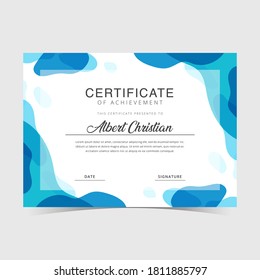 Blue Shape Abstract Certificate, Diploma Template - Powered by Shutterstock