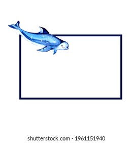 Blue Shark Dolphin Watercolor Hand Drawn Stock Illustration 1961151940 ...