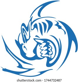 Blue Shark Symbol On White Backdrop Stock Illustration 1744732487 ...