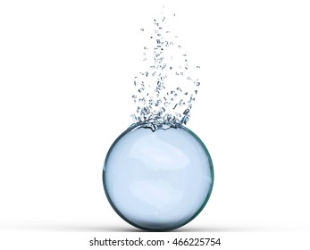 Blue Shattered Glass Ball - 3D Illustration