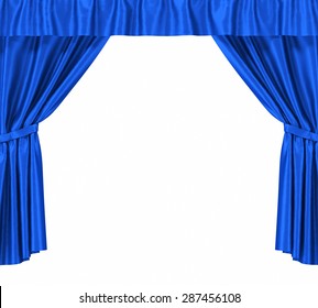 blue curtains opening clipart