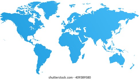 Blue similar world map blank for infographic isolated on white background