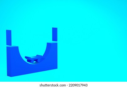 Blue Skate Park Icon Isolated On Blue Background. Set Of Ramp, Roller, Stairs For A Skatepark. Extreme Sport. Minimalism Concept. 3d Illustration 3D Render.