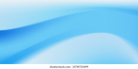 Blue sky abstraction gradient background with noise texture. Beautiful Textured flowing abstract blue colors in smooth wave motion, soft fluffy design. 