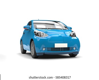 Blue Small Urban Modern Electric Car - Studio Shot - 3D Render