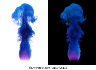 Blue Smoke, 3d Render. Colorful Smoke, Smoke Bomb, Isolated On A White Background.