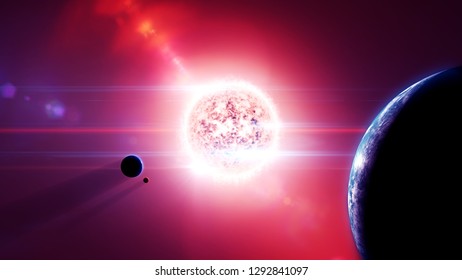 blue solar system 3d render