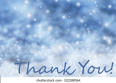 Blue Sparkling Christmas Background, Snow, Text Thank You - Powered by Shutterstock