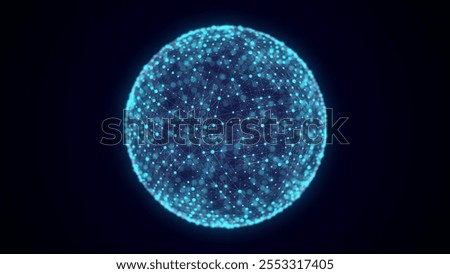 Blue sphere consisting of points and lines. Modern wireframe elements. Technology grid sphere. 3d rendering.
