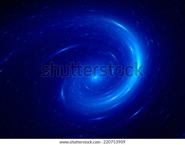 Blue Spiral Galaxy Computer Generated Abstract Stock Illustration